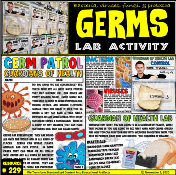 Preview of GERM LAB ACTIVITY: BACTERIA, VIRUSES, FUNGI, & PROTOZOA