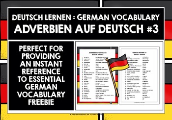 Preview of GERMAN ADVERBS LIST FREEBIE #3
