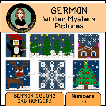 Preview of GERMAN Color By Number WINTER Mystery Pictures