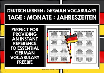 Preview of GERMAN DAYS MONTHS SEASONS LIST FREEBIE #2