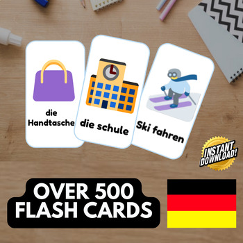 Preview of GERMAN FLASH CARD SET (over 500 emoji pictures) • Montessori Cards • Flash Cards
