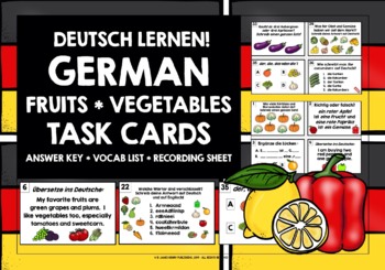 Preview of GERMAN FRUITS & VEGETABLES TASK CARDS