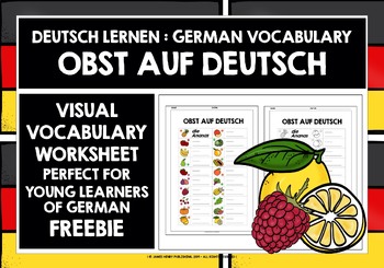 Preview of GERMAN FRUITS VISUAL VOCABULARY WORKSHEET FREEBIE