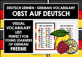 Preview of GERMAN FRUITS VISUAL VOCABULARY LIST FREEBIE