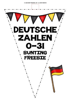 Preview of GERMAN NUMBERS 0-31 BUNTING FREEBIE