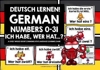 Preview of GERMAN NUMBERS 0-31 I HAVE, WHO HAS? FREEBIE