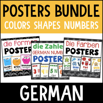 Preview of GERMAN Posters Bundle - Shapes Colors Numbers DUAL LANGUAGE