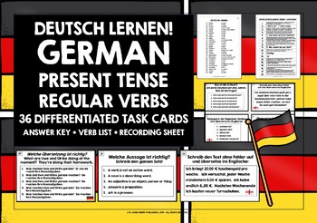 Preview of GERMAN REGULAR VERBS PRESENT TENSE TASK CARDS