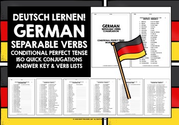 Preview of GERMAN SEPARABLE VERBS CONDITIONAL PERFECT TENSE CONJUGATION PRACTICE