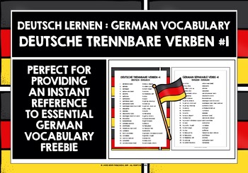 Preview of GERMAN SEPARABLE VERBS LIST FREEBIE #1