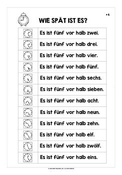 GERMAN TELLING TIME 25 MINUTES PAST LIST FREEBIE by Lively