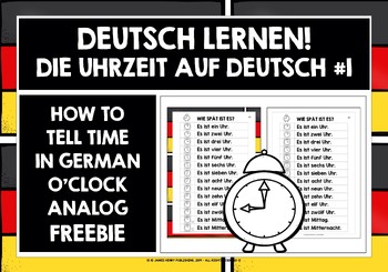 Preview of GERMAN TELLING TIME O'CLOCK LIST FREEBIE