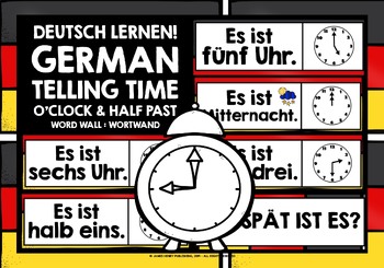 Preview of GERMAN TELLING TIME WORD WALL O'CLOCK & HALF PAST