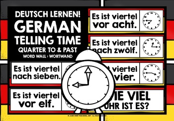 Preview of GERMAN TELLING TIME WORD WALL QUARTER TO & PAST