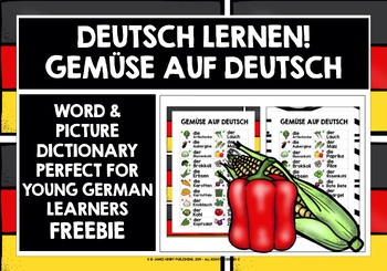 Preview of GERMAN VEGETABLES VISUAL VOCABULARY LIST FREEBIE