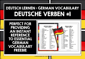 Preview of GERMAN VERBS LIST FREEBIE #1