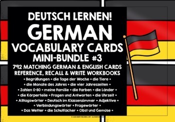 Preview of GERMAN VOCABULARY CARDS & WORKBOOKS BUNDLE #3