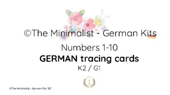 Preview of GERMAN WRITING - Tracing cards NUMBERS / K2 , G1