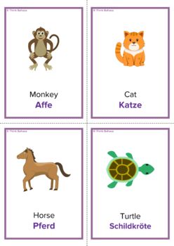 GERMAN animals flashcards by Language Forum | TPT