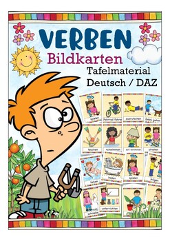 Preview of GERMAN verbs, Deutsch Verben 97 Bildkarten, DAF Kinder Flash Cards, flashcards