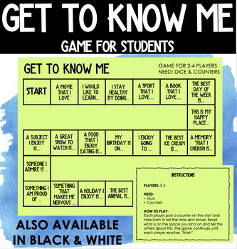 Preview of GET TO KNOW ME GAME | ABOUT ME | BUILDING A CLASSROOM COMMUNITY