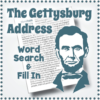 Preview of THE GETTYSBURG ADDRESS Word Search Puzzle Worksheet Activity