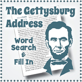 THE GETTYSBURG ADDRESS Word Search Puzzle Worksheet Activity