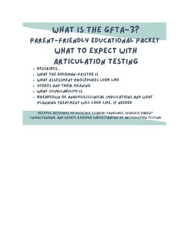 Preview of GFTA-3 Parent Information Packet