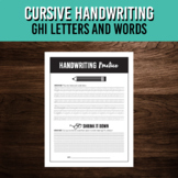 GHI Cursive Lettering Practice | Handwriting Printable Wor