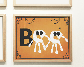 Preview of GHOST HANDPRINT CRAFT, KINDERGARTEN HALLOWEEN PRINTABLE, FALL PRESCHOOL ACTIVITY