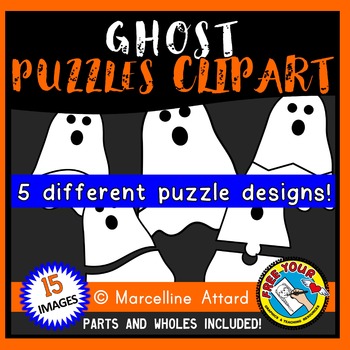 Preview of GHOST PUZZLES 2 PIECE TEMPLATES HALLOWEEN CLIPART FOR OCTOBER ACTIVITY CENTERS