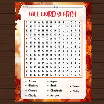 GIANT Autumn FALL Word Search Puzzle Game | October and November Activities