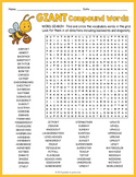 GIANT COMPOUND WORD Word Search Puzzle Worksheet Activity