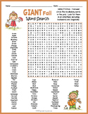 GIANT FALL No-Prep Word Search Puzzle Worksheet Activity