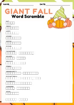 Preview of GIANT FALL Word scramble puzzle worksheet activity