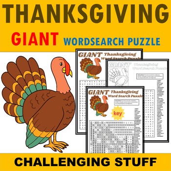 Preview of GIANT / HARD NO PREP THANKSGIVING Vocabulary Word Search Puzzle
