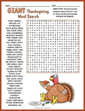 GIANT / HARD NO PREP THANKSGIVING Vocabulary Word Search P