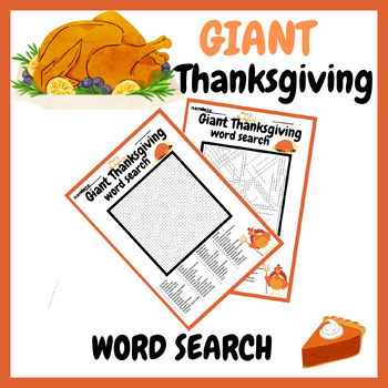 Preview of GIANT / HARD NO PREP THANKSGIVING Vocabulary Word Search Puzzle Worksheet