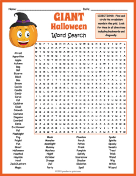 no prep halloween activity giant halloween word search