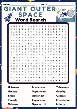 Preview of GIANT OUTER SPACE Word search puzzle worksheet activity