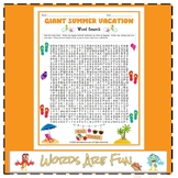 GIANT SUMMER VACATION Word Search Puzzle Handout Fun Activity