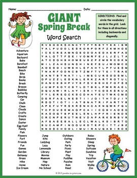 Spring Break Word Searches Worksheets Teaching Resources Tpt