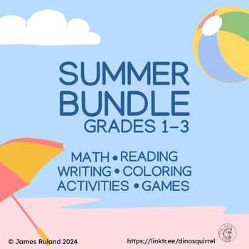 Preview of GIANT Summer Bundle 1st-3rd, Creative Writing, Phonics, ELA, Math Games, Comics