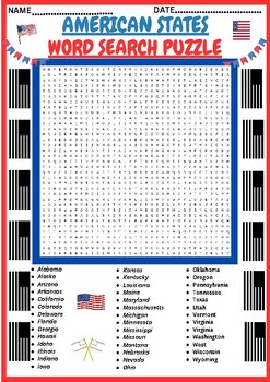 GIANT Word Search Puzzles | Early Finishers, Brain Break American States