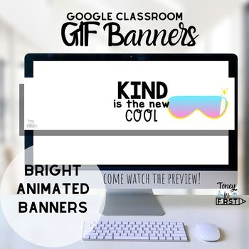 Preview of GIF Animated Growth Mindset Google Classroom Banners Headers Distance Learning