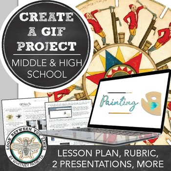 Preview of Middle, High School Art, Technology Project: GIF Lesson Using Canva, Pixlr, PSD