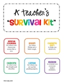 GIFT Teacher Survival Kit Tags - for a New Teacher or Stud