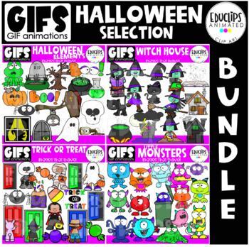 Preview of GIFs - HALLOWEEN SELECTION BUNDLE - Animated Images - {Educlips}