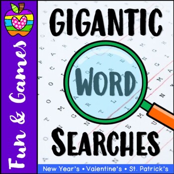 Preview of GIGANTIC WORD SEARCHES for New Year's, Valentine's and St. Patrick's Day