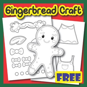 Preview of GINGERBREAD CHRISTMAS CRAFT,Cutting Practice&Coloring/Winter Art Activities Free